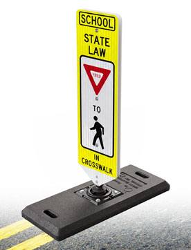 School Yield To Pedestrians In-Street Sign with Portable Base