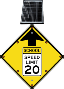 LED Solar School Speed Limit 20 Sign