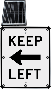 LED Solar Keep Left Sign