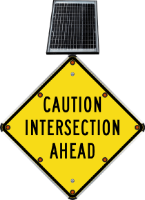 LED Solar Caution Intersection Ahead Sign