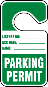 Green Parking Permit Tags