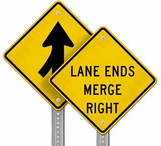 Lane Merge Warning Signs