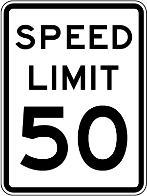 Speed Limit 50 MPH Sign
