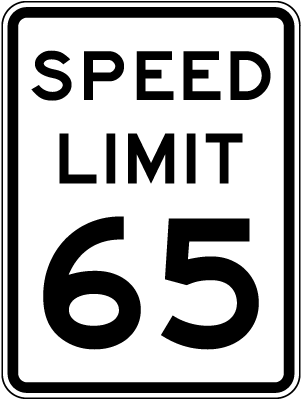 Speed Limit 65 MPH Sign