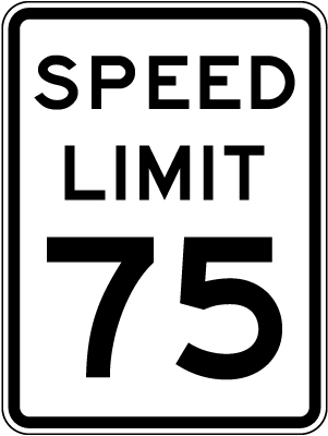 Speed Limit 75 MPH Sign