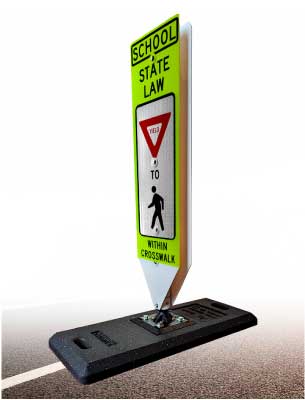 School Yield To Pedestrians In-Street Sign with Portable Base