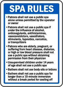 New Hampshire Spa Rules Sign