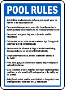 West Virginia Pool Rules Sign