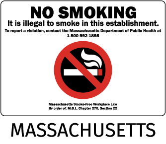 Massachusetts No Smoking Sign