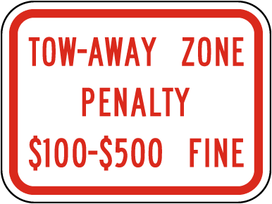 Virginia Tow Away Zone Penalty Sign