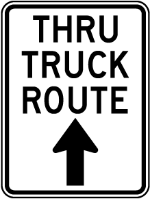 Thru Truck Route Ahead Sign