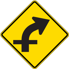 Right Combination Curve / Cross Road Intersection Sign