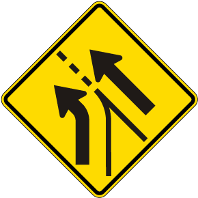Left Entering Roadway Added Lane Sign