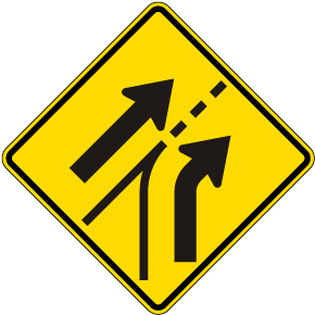 Right Entering Roadway Added Lane Sign