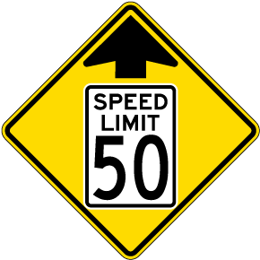 Reduced Speed Limit 50 MPH Sign