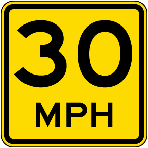 Advisory 30 MPH Sign