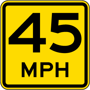 Advisory 45 MPH Sign