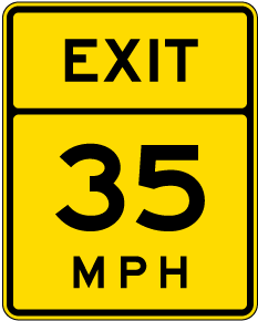 Advisory Exit 35 MPH Sign
