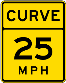 Advisory Curve 25 MPH Sign