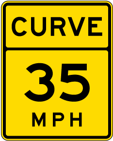 Advisory Curve 35 MPH Sign