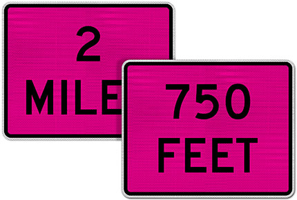 Custom Pink Supplemental Distance (Feet) Sign