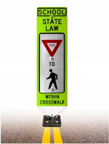 School Yield To Pedestrians In-Street Sign with Fixed Base