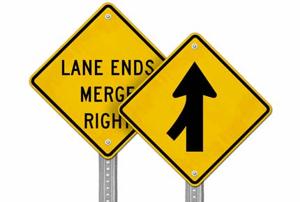 Lane Merge Warning Signs