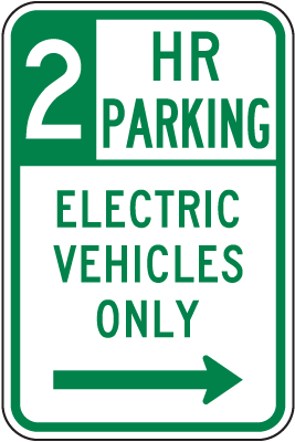 2 HR Parking Electric Vehicles Sign (Right Arrow)