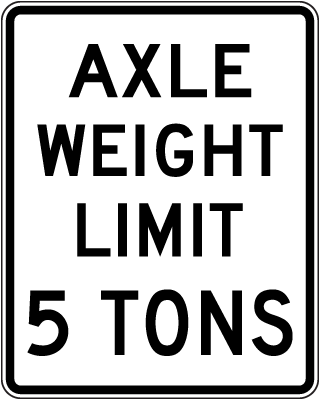 Axle Weight Limit 5 Tons Sign