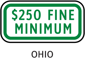Ohio $250 Fine Minimum Sign