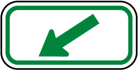 Green Diagonal Left Arrow Sign