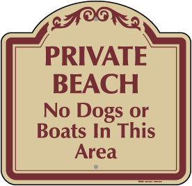 Private Beach No Dogs Or Boats Sign