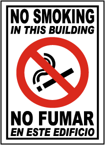 Bilingual No Smoking In This Building Sign