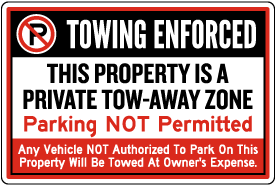 Towing Enforced Sign