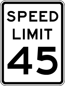 Speed Limit 45 MPH Sign