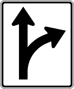 Right and Straight Thru Sign
