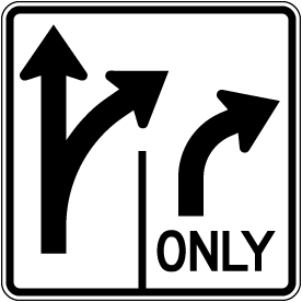 Intersection Lane Control Right and Straight Sign