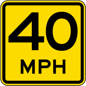 Advisory 40 MPH Sign