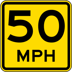 Advisory 50 MPH Sign