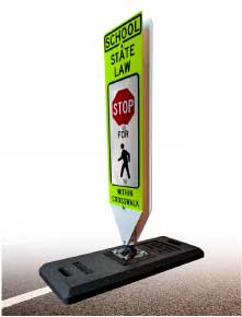 School Stop For Pedestrians In-Street Sign with Portable Base