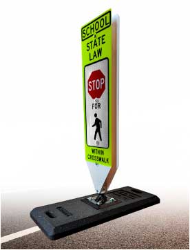 School Stop For Pedestrians In-Street Sign with Portable Base