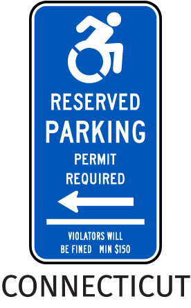 Connecticut Handicap Parking Sign (Left Arrow)