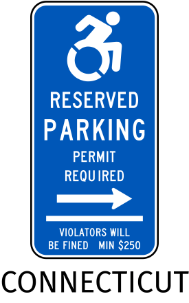 Connecticut Handicap Parking Sign (Left Arrow)