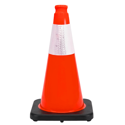 18" Elite Orange Traffic Cone, 3lbs Black Base & 3M Reflective Band