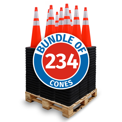 Pallet Bundle - 36" Elite 3M Sheeting Traffic Cone w/ Black Base, 10lbs