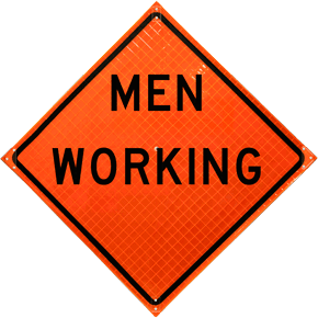 Men Working Roll-Up Sign