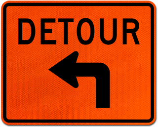Detour Left Turn Sign