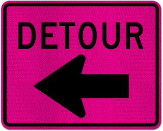Pink Detour Sign (Left Arrow)