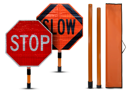 Stop / Slow Roll-Up Paddle Sign Kit