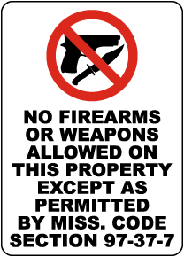 Cartello Alluminio "No Concealed Weapons Allowed No Guns" - 12 X 8 Pollici - Made In USA